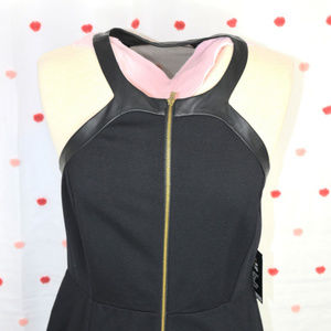 Express Dress Zipper Front Faux Leather Mesh size 12